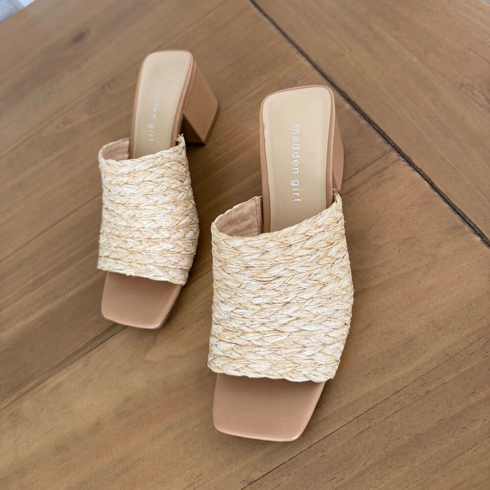 Madden Girl Taz Natural Color Raffia Sandal, Size 8